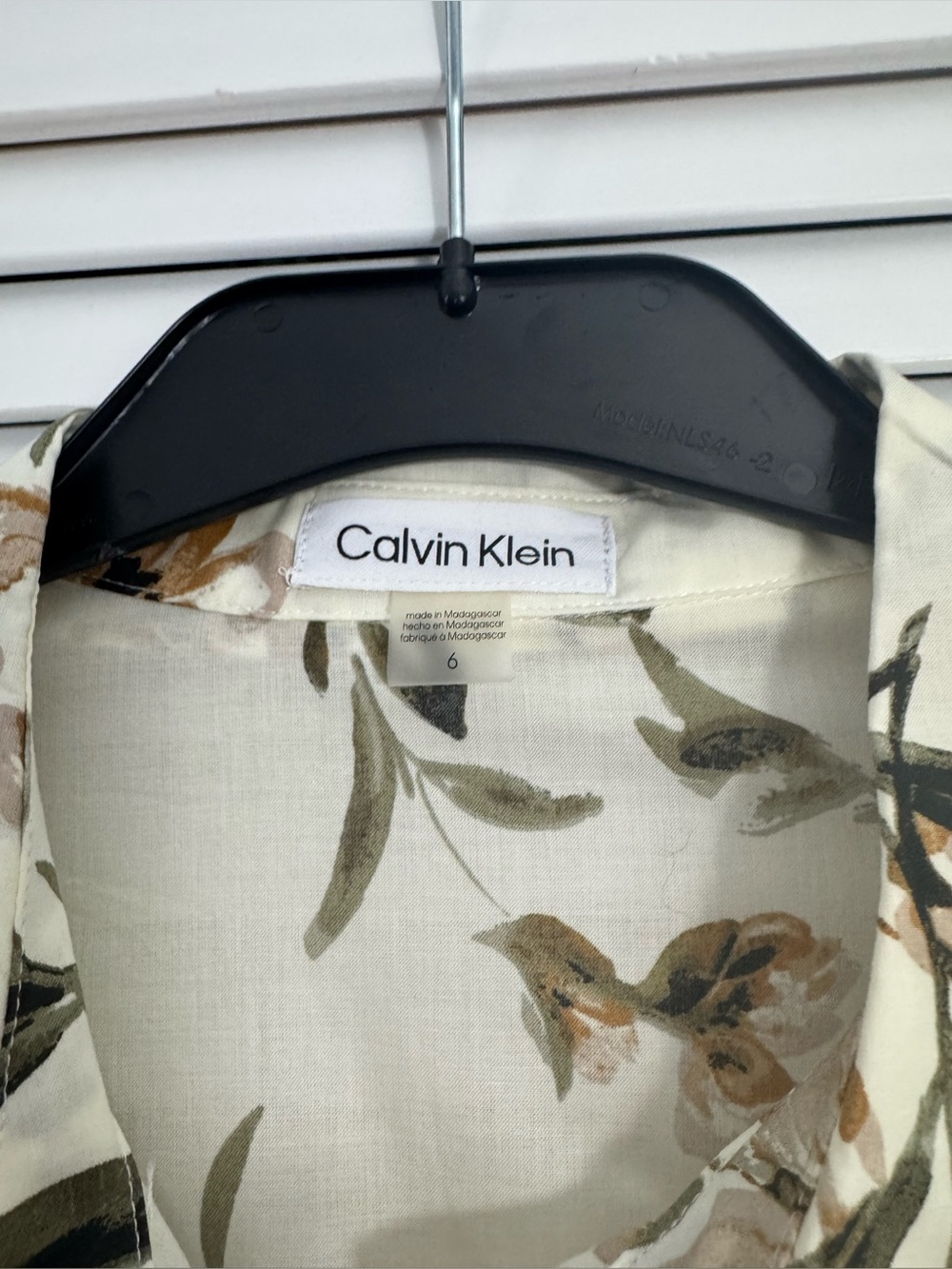 NWT Calvin Klein Floral Cotton Button-Up Belted Shirt Dress - 6 - Picture 4 of 13